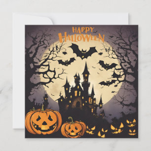 Cartes Pour Fêtes Annuelles Joyeux Halloween - Maison hantée, citrouilles et c