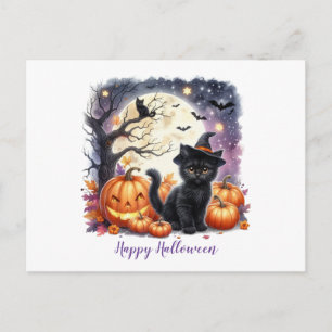 Cartes Pour Fêtes Annuelles Joyeux Halloween Petit Chat Noir 