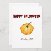 Cartes Pour Fêtes Annuelles Joyeux Halloween petite citrouille orange mignonne (Devant / Derrière)