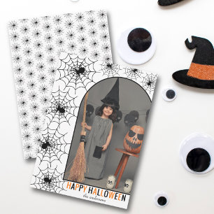 Cartes Pour Fêtes Annuelles Joyeux Halloween toile d'araignée et photo