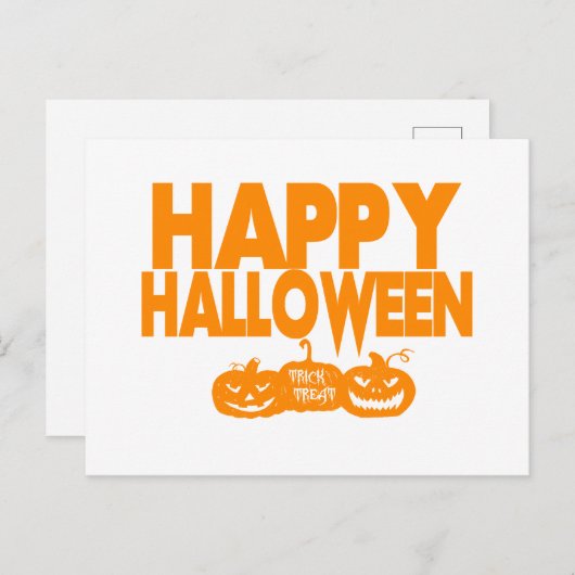 Cartes Pour Fêtes Annuelles Joyeux Halloween Trick ou Treat Citrouilles (Devant / Derrière)