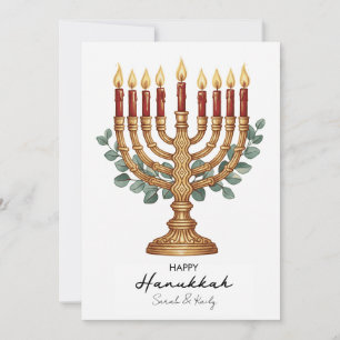 Cartes Pour Fêtes Annuelles Joyeux Hannukah Aquarelle 