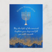 Cartes Pour Fêtes Annuelles joyeux hannukah, marine bleu or menorah (Devant)