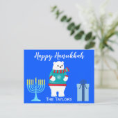 Cartes Pour Fêtes Annuelles Joyeux Hanouka à l'ours polaire (Debout devant)