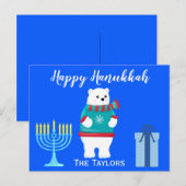 Cartes Pour Fêtes Annuelles Joyeux Hanouka à l'ours polaire (Devant / Derrière)