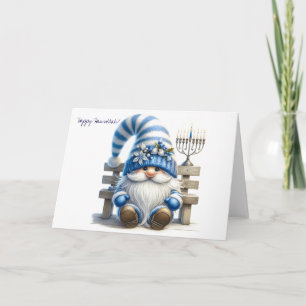 Cartes Pour Fêtes Annuelles Joyeux Hanoukka juif Gnome avec Menorah Card