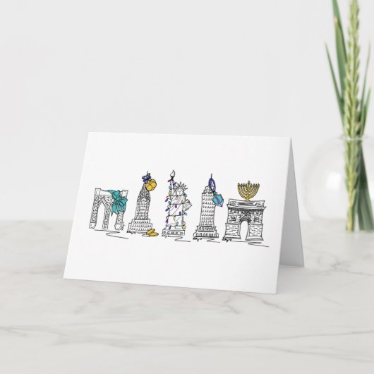 Cartes Pour Fêtes Annuelles Joyeux Hanoukka New York City NYC Chanukah Holiday (Devant)
