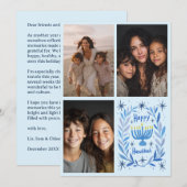 Cartes Pour Fêtes Annuelles JOYEUX HANUKKA Lettre PERSONNALISÉE 3 PHOTOS Dessi (Devant / Derrière)