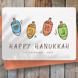 Cartes Pour Fêtes Annuelles Joyeux Hanukkah Dreidel Moderne