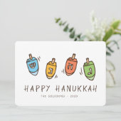 Cartes Pour Fêtes Annuelles Joyeux Hanukkah Dreidel Moderne (Debout devant)