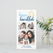 Cartes Pour Fêtes Annuelles Joyeux Hanukkah Modern Script 3 Photo Vacances (Debout devant)
