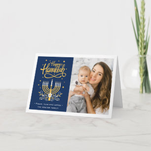 Cartes Pour Fêtes Annuelles Joyeux Hanukkah Paix Amour Latkes Lumières Photo