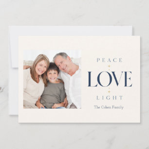 Cartes Pour Fêtes Annuelles Joyeux Hanukkah Paix Amour Lumière Photo Bleu Élég