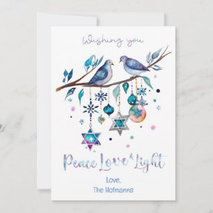Cartes Pour Fêtes Annuelles Joyeux Hanukkah personnalisé, Paix Amour & Lumière