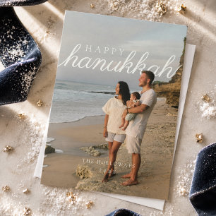 Cartes Pour Fêtes Annuelles Joyeux Hanukkah Photo de famille Moderne