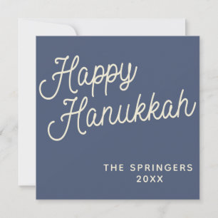 Cartes Pour Fêtes Annuelles Joyeux Hanukkah Typographie Rétro Simple en Bleu