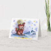 Cartes Pour Fêtes Annuelles Joyeux hérisson de Noël (Dos)