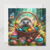 Cartes Pour Fêtes Annuelles Joyeux Hérisson Panier de Pâques (Devant)