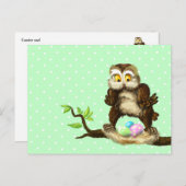 Cartes Pour Fêtes Annuelles Joyeux hibou de Pâques (Devant / Derrière)