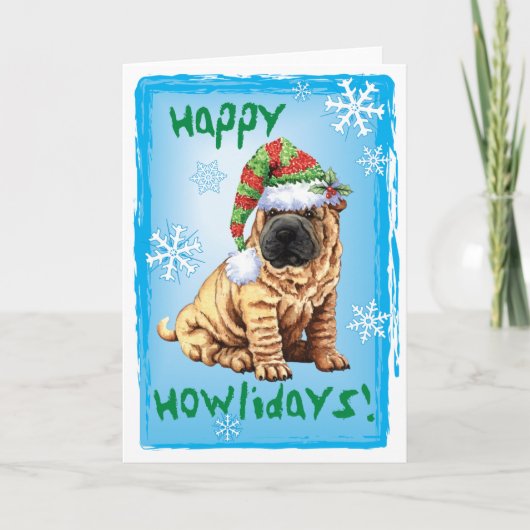 Cartes Pour Fêtes Annuelles Joyeux Howliday Shar-Pei (Devant)