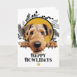 Cartes Pour Fêtes Annuelles Joyeux Howlidays Airedale Terrier Chien Noël