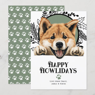 Cartes Pour Fêtes Annuelles Joyeux Howlidays Akita Dog Christmas