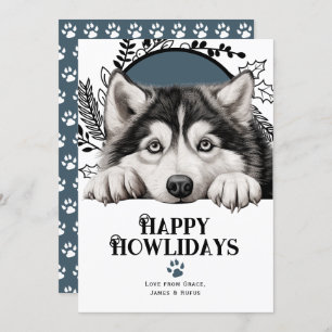 Cartes Pour Fêtes Annuelles Joyeux Howlidays Alaskan Malamute Chien Noël