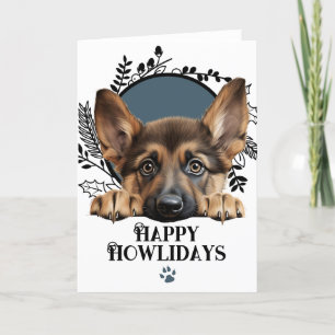 Cartes Pour Fêtes Annuelles Joyeux Howlidays Allemand Berger Chien Noël