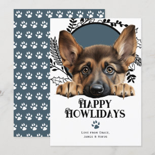 Cartes Pour Fêtes Annuelles Joyeux Howlidays Allemand Berger Chien Noël
