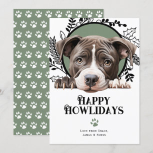 Cartes Pour Fêtes Annuelles Joyeux Howlidays American Pit Bull Dog Noël