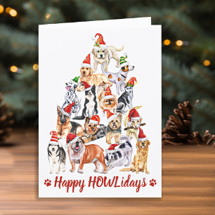 Cartes Pour Fêtes Annuelles Joyeux HOWLidays Amoureux des chiens Noël Animaux 
