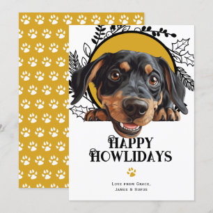 Cartes Pour Fêtes Annuelles Joyeux Howlidays Autrichien Noir et Tan Noël