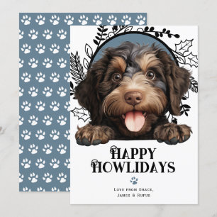 Cartes Pour Fêtes Annuelles Joyeux Howlidays Barbet Chien Noël