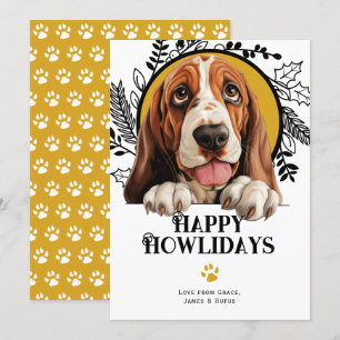 Cartes Pour Fêtes Annuelles Joyeux Howlidays Bassett Hound Dog Christmas
