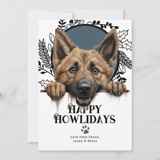 Cartes Pour Fêtes Annuelles Joyeux Howlidays Belgique Berger Chien Noël (Devant)