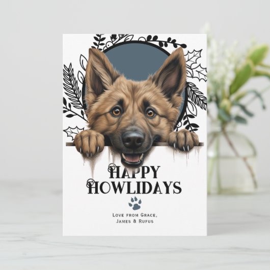 Cartes Pour Fêtes Annuelles Joyeux Howlidays Belgique Berger Chien Noël (Debout devant)