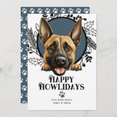 Cartes Pour Fêtes Annuelles Joyeux Howlidays Belgique Malinois chien Noël (Devant / Derrière)