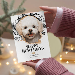 Cartes Pour Fêtes Annuelles Joyeux Howlidays Bichon Frise Dog Christmas