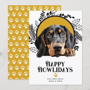 Cartes Pour Fêtes Annuelles Joyeux Howlidays Black Tan Coonhound Chig Noël