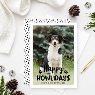 Cartes Pour Fêtes Annuelles Joyeux Howlidays Black White Puppy Chig Photo