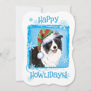 Cartes Pour Fêtes Annuelles Joyeux Howlidays Bordure Collie