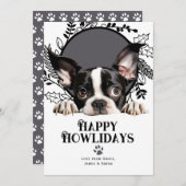 Cartes Pour Fêtes Annuelles Joyeux Howlidays Boston Terrier Dog Christmas (Devant / Derrière)