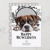 Cartes Pour Fêtes Annuelles Joyeux Howlidays Boxer Dog Christmas (Devant / Derrière)