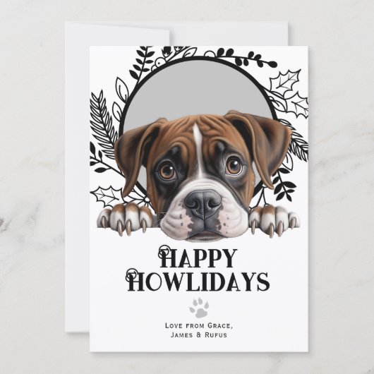 Cartes Pour Fêtes Annuelles Joyeux Howlidays Boxer Dog Christmas (Devant)