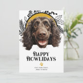 Cartes Pour Fêtes Annuelles Joyeux Howlidays Boykin Spaniel Dog Noël (Debout devant)