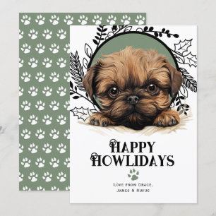 Cartes Pour Fêtes Annuelles Joyeux Howlidays Brussels Griffon Dog Christmas
