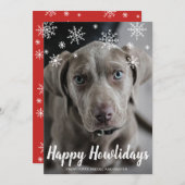 Cartes Pour Fêtes Annuelles Joyeux Howlidays Chalk Script Snowflakes Photo Dog (Devant / Derrière)