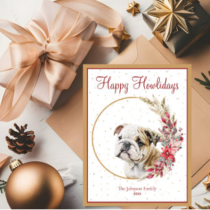 Cartes Pour Fêtes Annuelles Joyeux Howlidays Chien Bouledogue Anglais Mignon