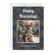 Joyeux Howlidays Chien Carreaux Bleus Noël