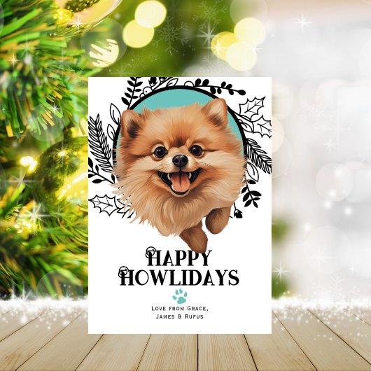 Cartes Pour Fêtes Annuelles Joyeux Howlidays Chien Poméranien Noël